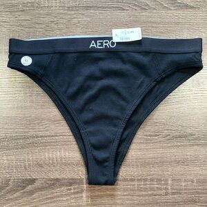 NWT - Aeropostale Aero Ribbed High Leg Cheeky Panties - Black - XL